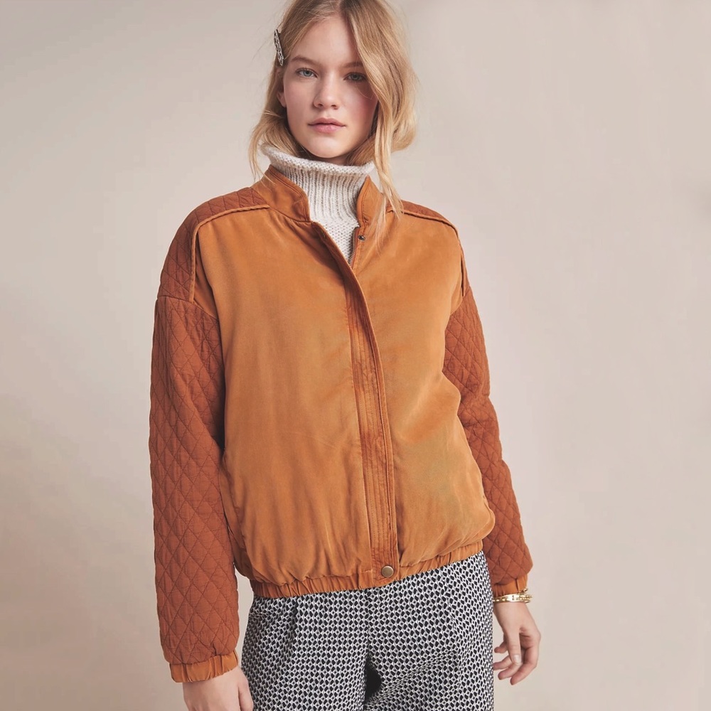 Anthropologie Marigold Quilted Bomber Jacket - Picture 3 of 6